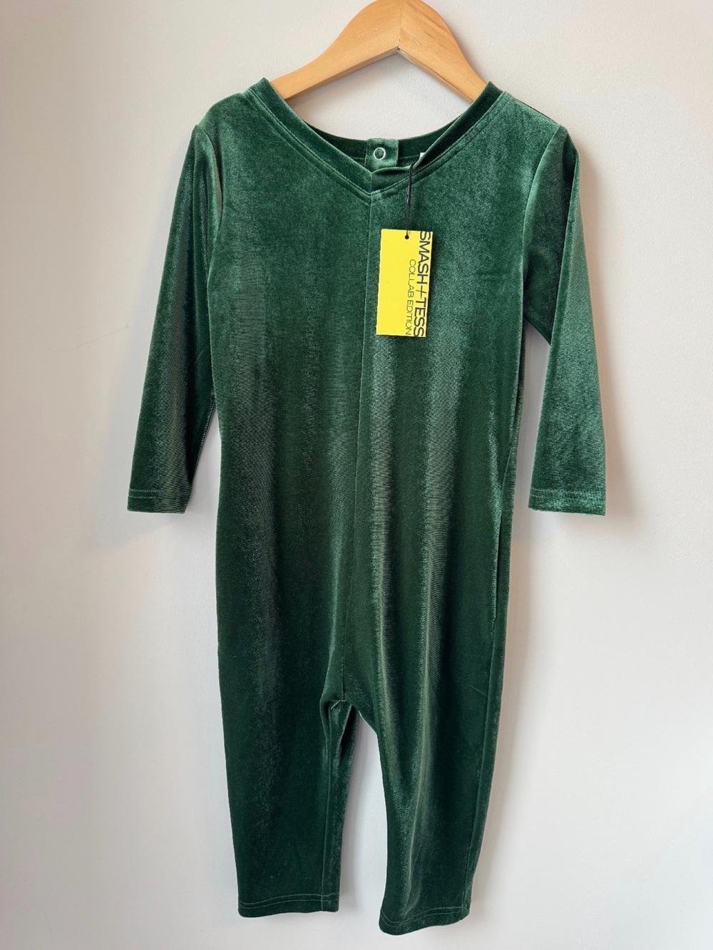 Smash + Tess Kids Emerald Green Velvet Footie Size 3